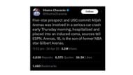 Shams Charania's post about the incident
